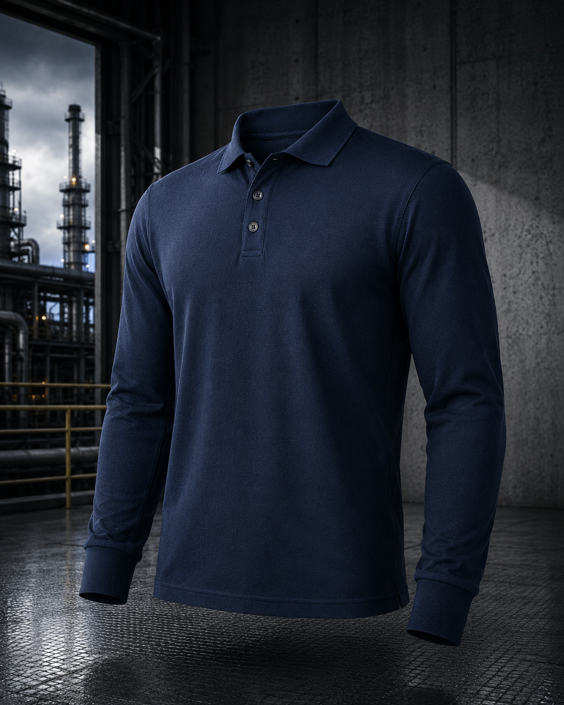 FR9008-Flame Retardant Long Sleeve Polo Shirt